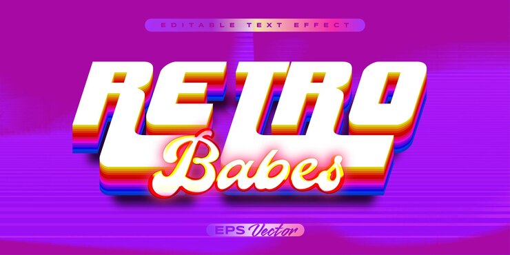 Vector efecto de texto editable de chicas retro