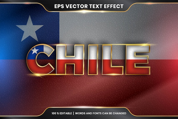 Efecto de texto editable - chile con su bandera nacional del país