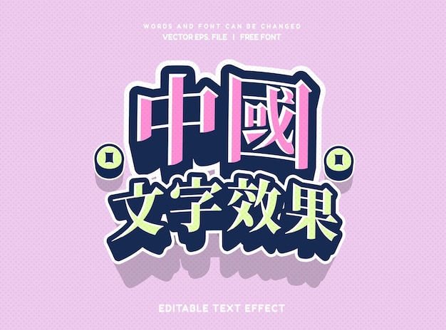 Efecto de texto editable China Food Movie Drama 3d plantilla de dibujos animados estilo vector premium