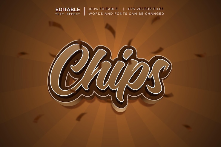 Vector efecto de texto editable de chips