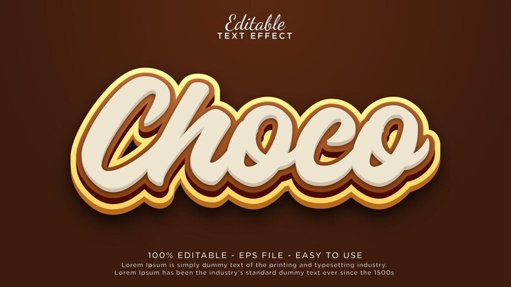 Vector efecto de texto editable choco 3d