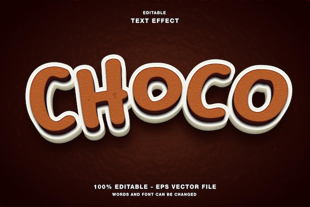 Vector efecto de texto editable choco 3d