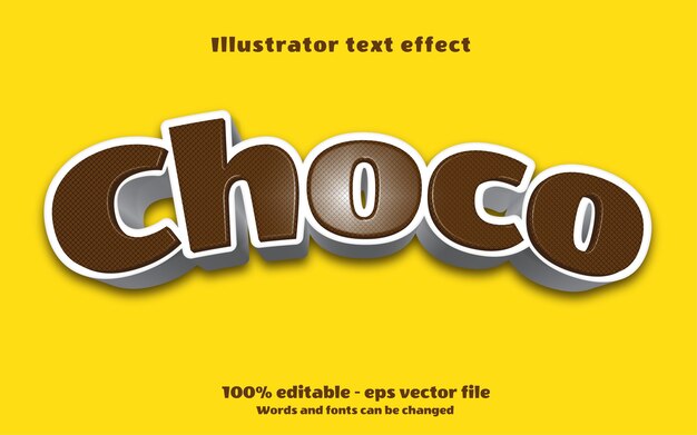 Efecto de texto editable Choco ilustraciones de estilo negrita