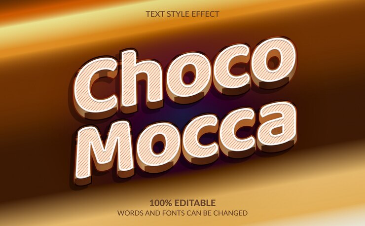 Vector efecto de texto editable, choco mocca cake, birthday cake text style