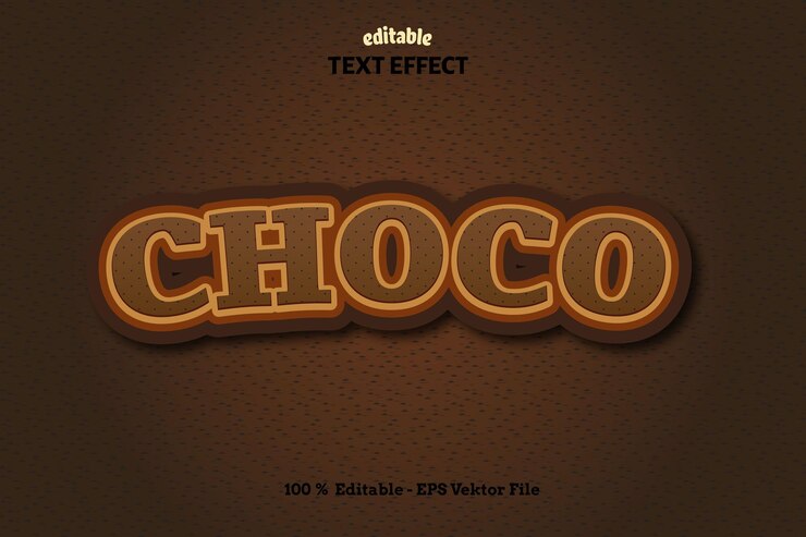 Vector efecto de texto editable choco relieve estilo de dibujos animados