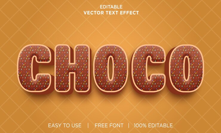 Vector efecto de texto editable choco con vector premium