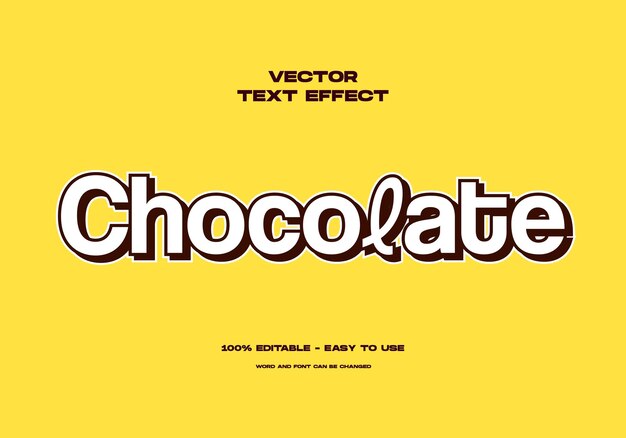 Efecto de texto editable de chocolate Estilo de dibujos animados de comida