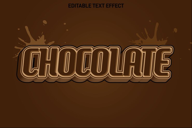Vector efecto de texto editable de chocolate estilo simple en relieve de 3 dimensiones