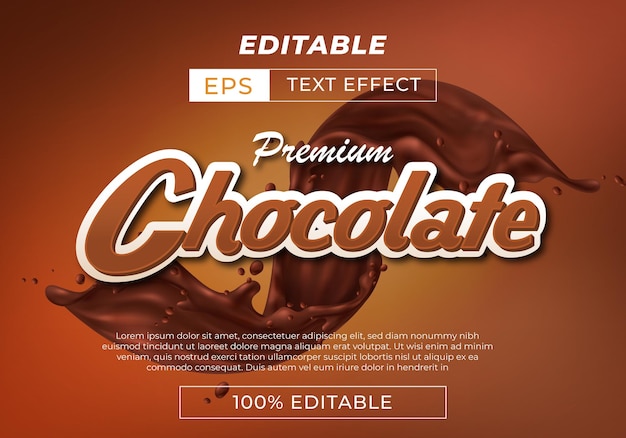 efecto de texto editable de chocolate