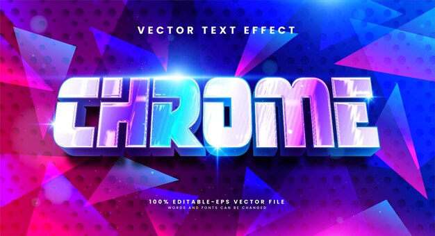 Efecto de texto editable Chrome 3d con estilo brillante de lujo