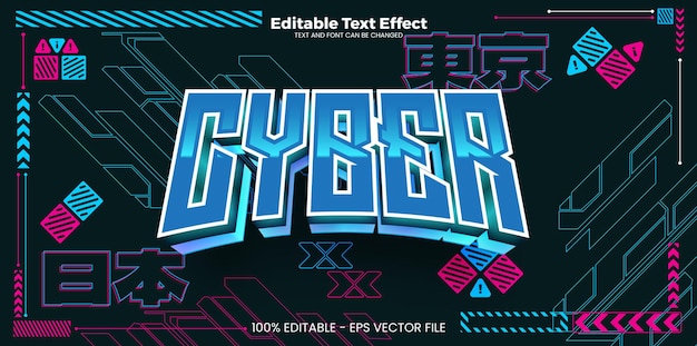 Efecto de texto editable cibernético en el estilo de la tendencia cibernética moderna