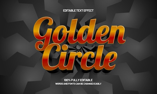 efecto de texto editable de círculo dorado con un estilo de texto de rey y corona
