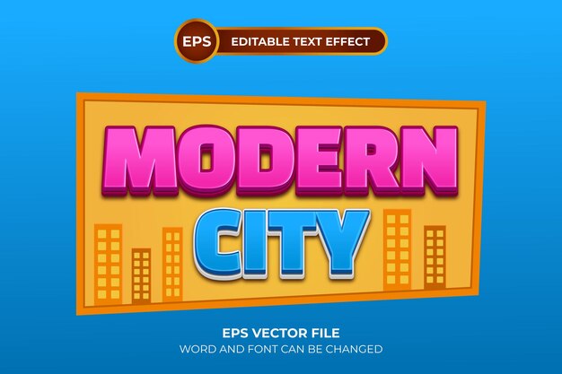 Efecto de texto editable de ciudad moderna
