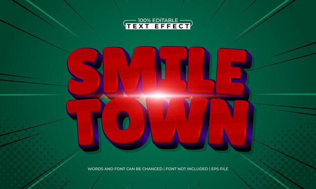efecto de texto editable de la ciudad de la sonrisa con un estilo de texto de juego y juego