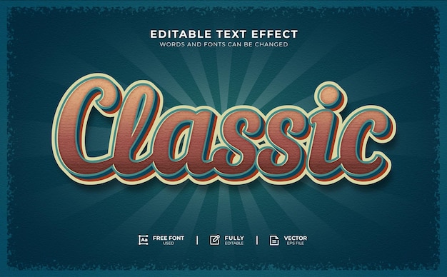 Vector efecto de texto editable clásico retro