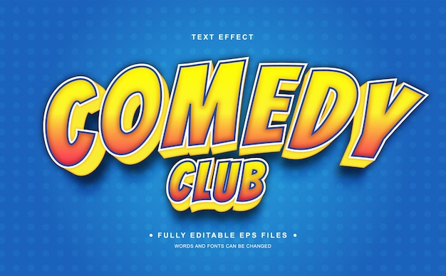 Efecto de texto editable del club de comedia