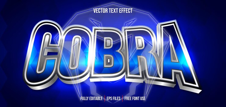 Vector efecto de texto editable cobra 3d