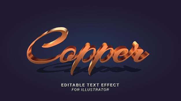 Efecto de texto editable cobre metálico para illustrator