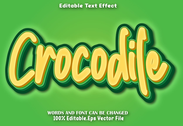 Efecto de texto editable de cocodrilo estilo de dibujos animados