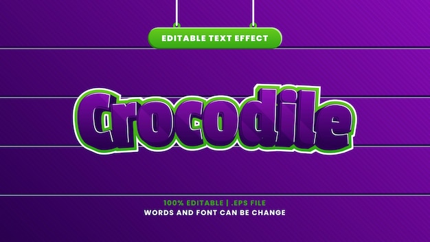 Efecto de texto editable de cocodrilo en estilo moderno 3d