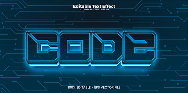 Vector efecto de texto editable de código en estilo de tendencia moderna