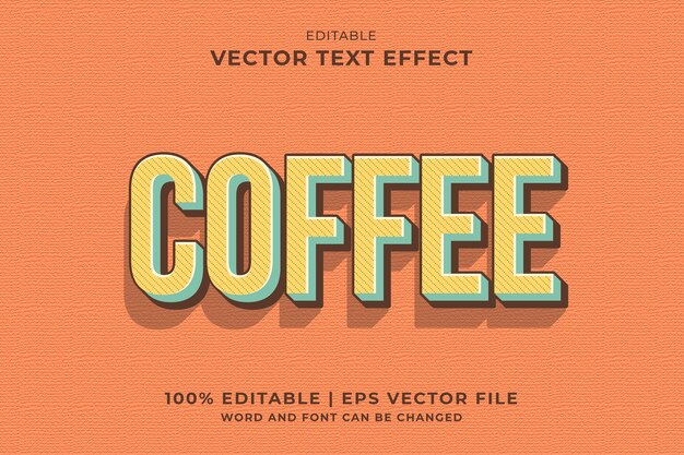 Efecto de texto editable Coffee 3d Vintage template style vector premium
