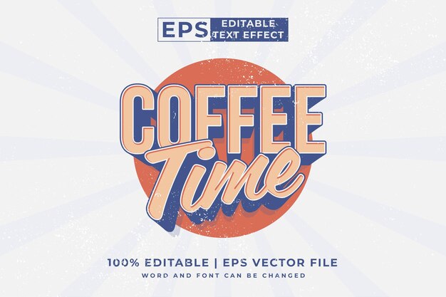 Efecto de texto editable Coffee Time Vintage template style vector premium