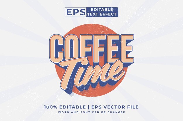 Efecto de texto editable coffee time vintage template style vector premium