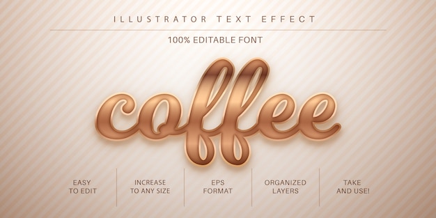 Efecto de texto editable coffeee, estilo de fuente