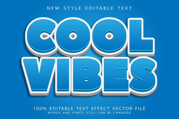 Vector efecto de texto editable cold vibes en relieve estilo moderno