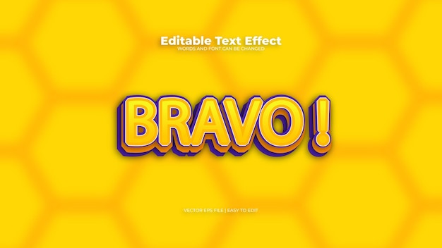 Efecto de texto editable de color amarillo Bravo