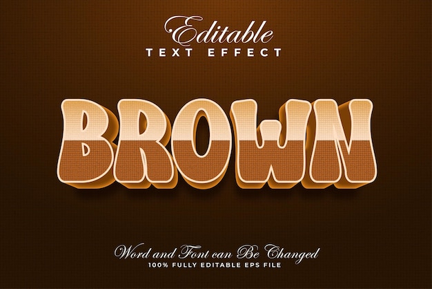 Efecto de texto editable de color marrón vectorial