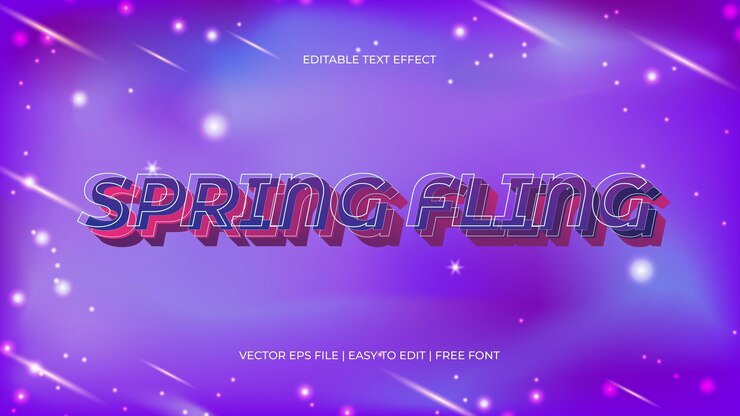 Vector efecto de texto editable de color púrpura de primavera