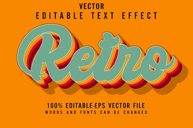 Efecto de texto editable de color retro vintage