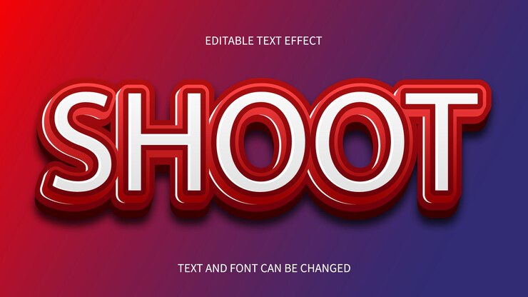 Vector efecto de texto editable con color rojo de estilo 3d