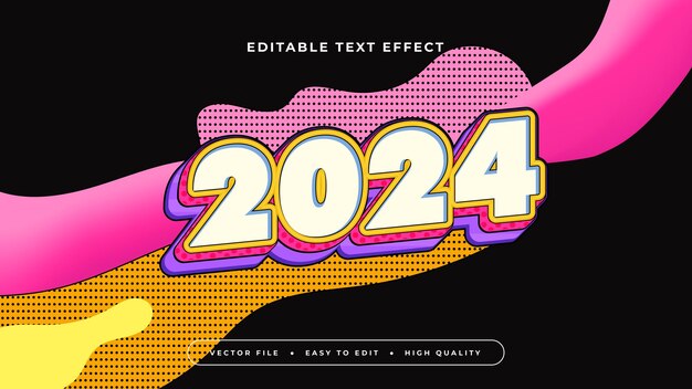 Efecto de texto editable de color rosa naranja en negro 2024
