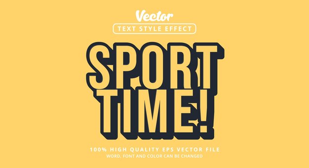 Efecto de texto editable, color de texto sport time amarillo con estilo moderno