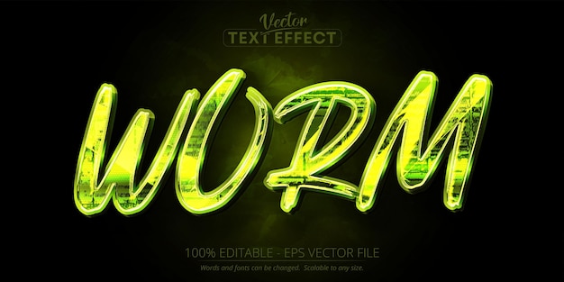 Efecto de texto editable de color verde de texto de gusano sobre fondo texturizado grunde oscuro