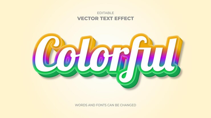 Vector efecto de texto editable colorido con color gradiente vibrante