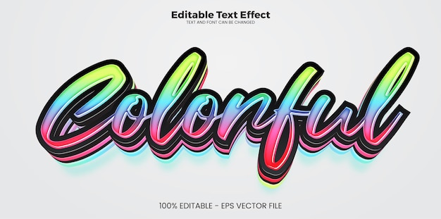 Vector efecto de texto editable colorido en el estilo de la tendencia moderna