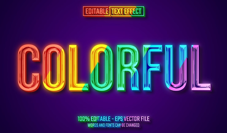Vector efecto de texto editable colorido