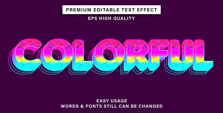 Vector efecto de texto editable colorido