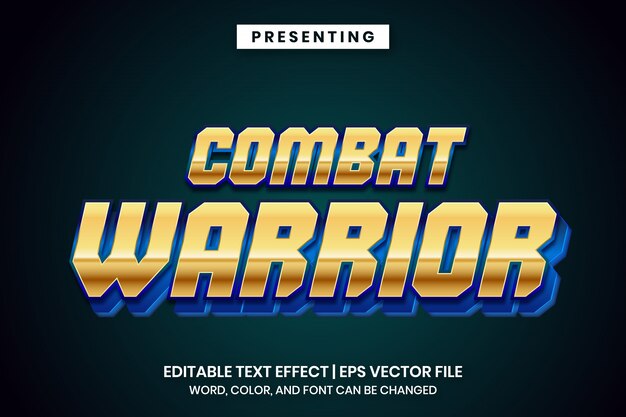Efecto de texto editable - Combatir estilo dorado metálico guerrero
