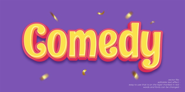 efecto de texto editable de comedia de estilo de texto 3d