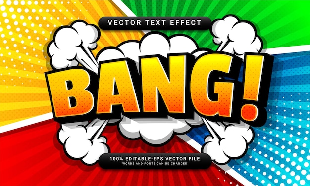 Vector efecto de texto editable comic bang adecuado para el concepto de estilo de dibujos animados