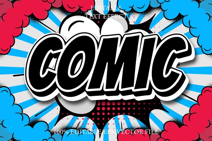 Vector efecto de texto editable en cómic estilo de cómic en 3d