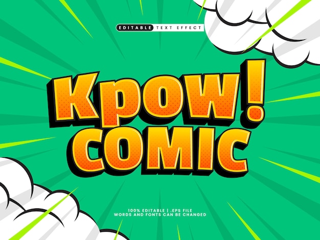 Vector efecto de texto editable de cómic kpow