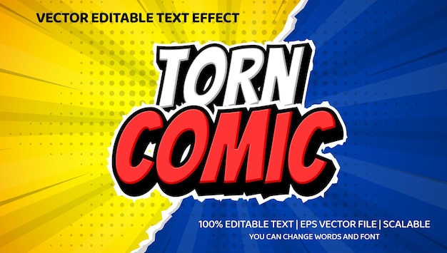 Efecto de texto editable de cómic rasgado