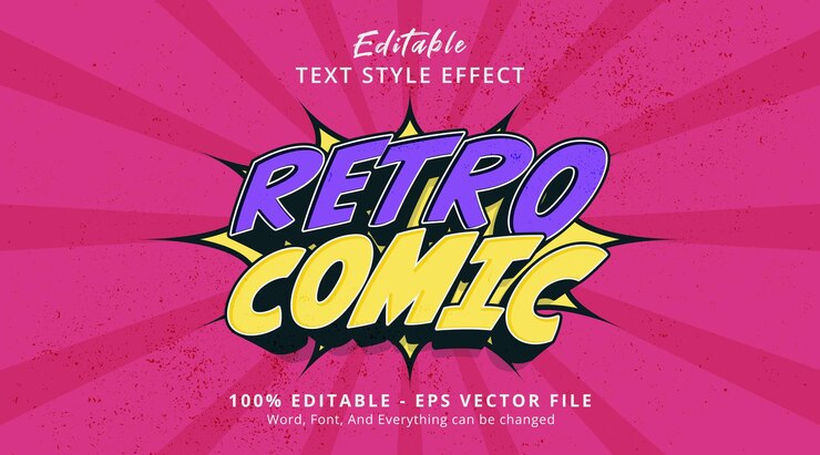 Vector efecto de texto editable de cómic retro estilo de efecto de cómic 3d