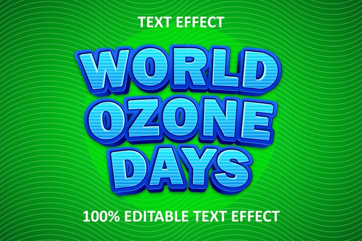 Vector efecto de texto editable cómico día del ozono